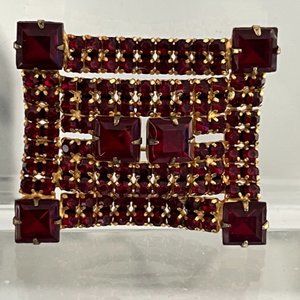 Vintage Brooch Czech Garnet Glass Bohemian